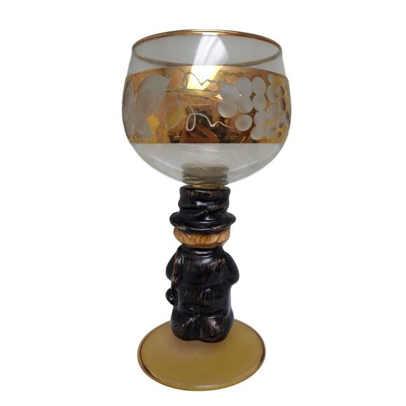 Vintage Hummel Goebel Chimney Sweep Gold Trim Stemmed Liquor Snifter Wine Glass - Picture 3 of 8